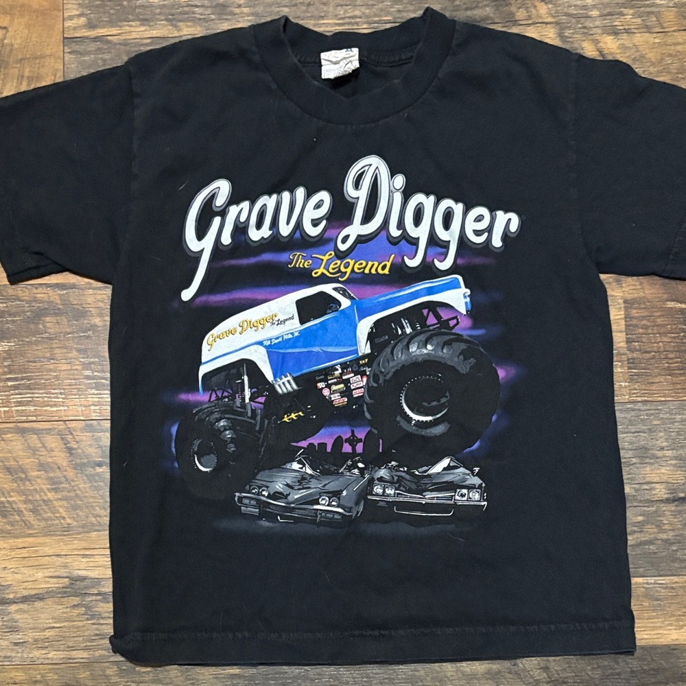 Vintage Alstyle Kids Black Grave Digger‎ T-Shirt